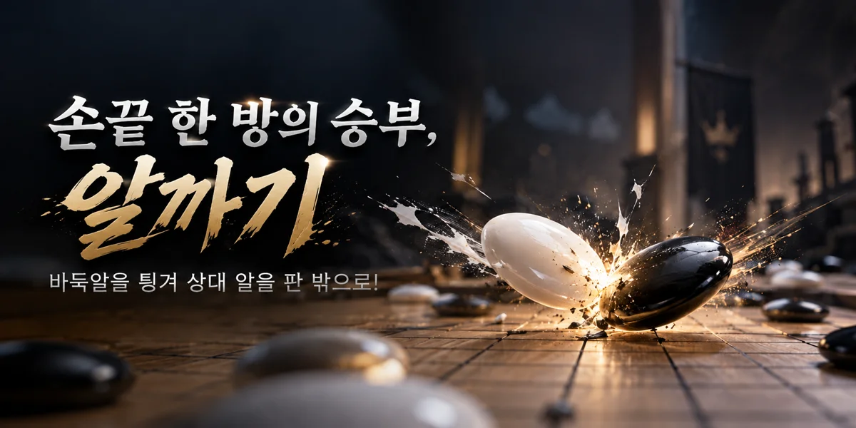 손끝 한 방의 승부, 알까기. 바둑알을 튕겨 상대 알을 판 밖으로!